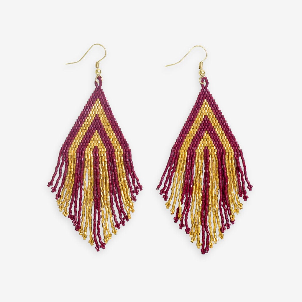 Color Block Fringe Beaded Earrings