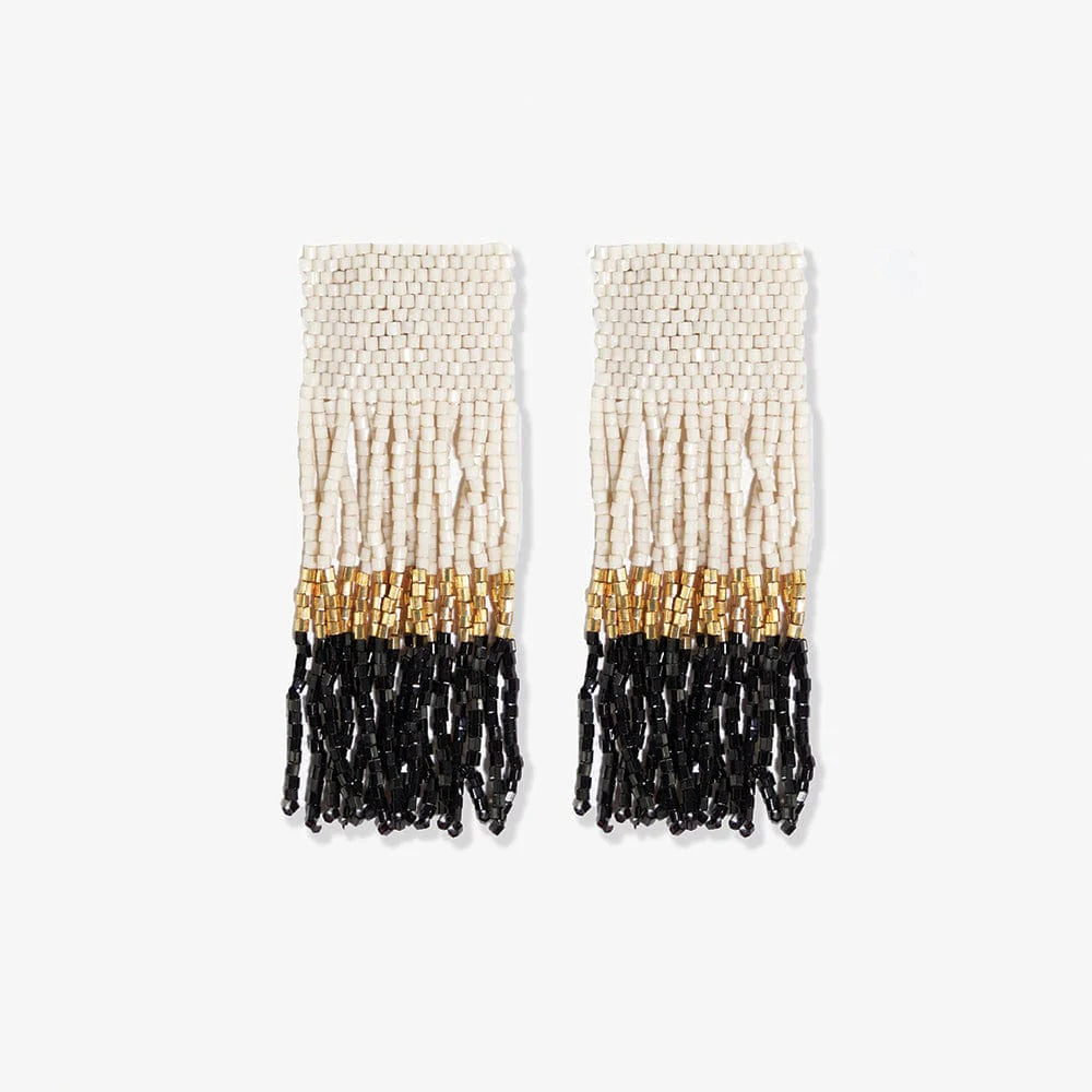 Color Block Fringe Beaded Earrings