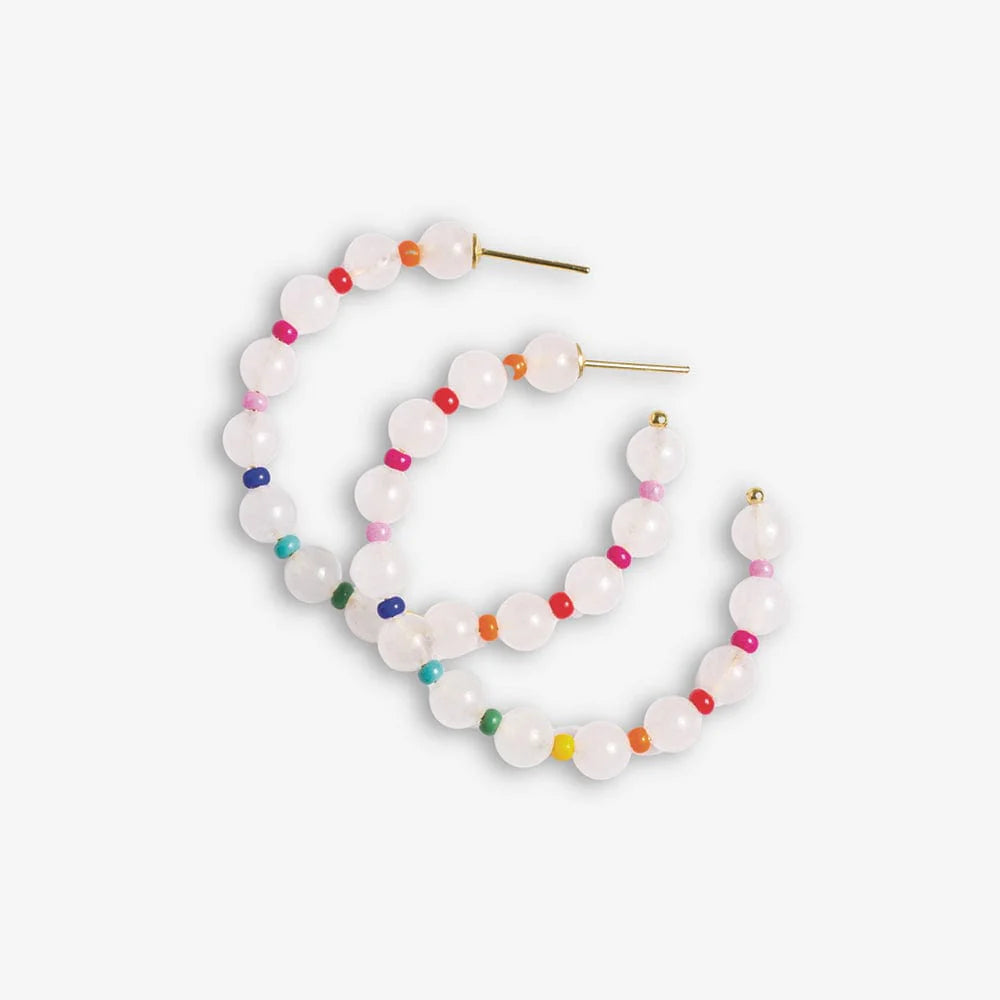 Angela Round Stones Hoop Earrings