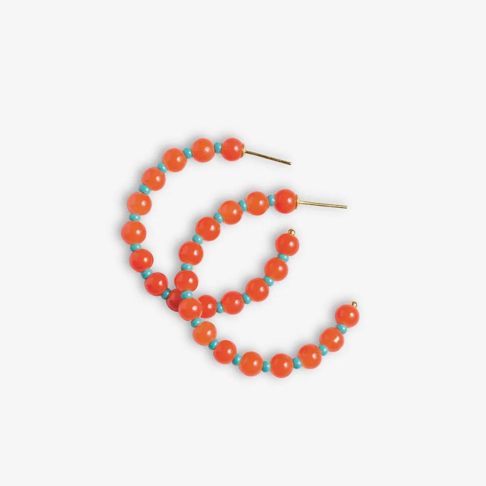 Angela Round Stones Hoop Earrings