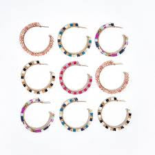 Nora Checkered Beaded Hoop