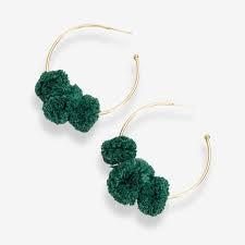 Rita Raffia Pom Hoop Earrings