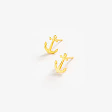 Alice Anchor Brass Post Earrings