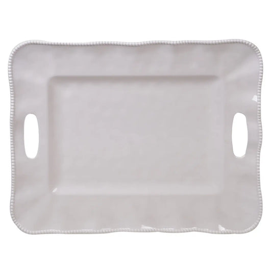 Perlette Cream Rectangular Tray With Handles