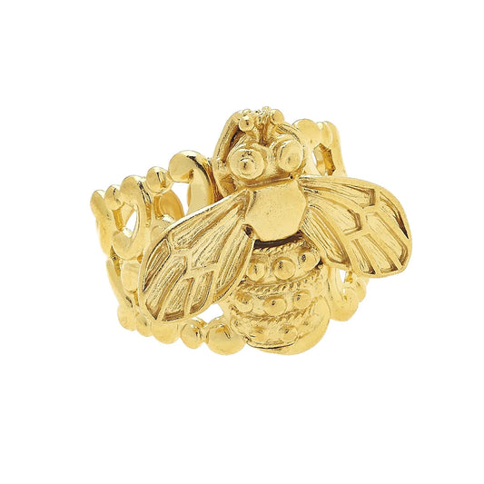 Handcast Gold Bee Ring