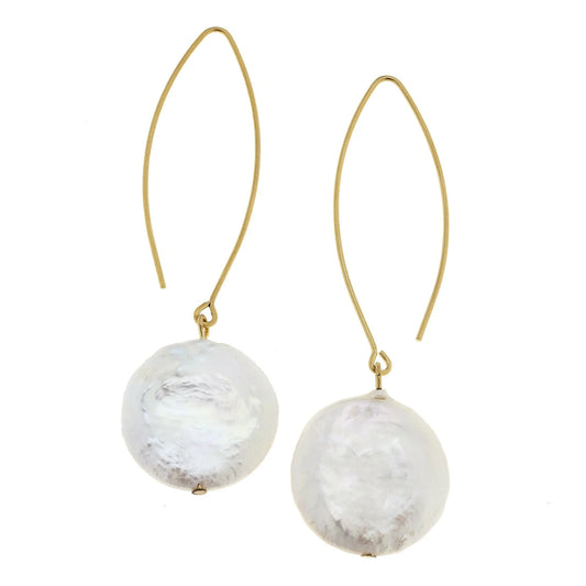 Coin Pearl Threader Earring