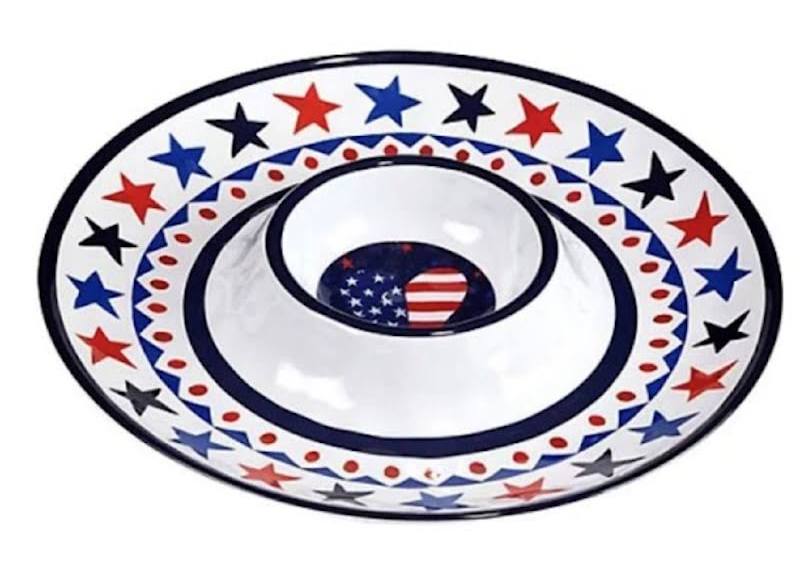 Stars & Stripes Oval Tray with Dip