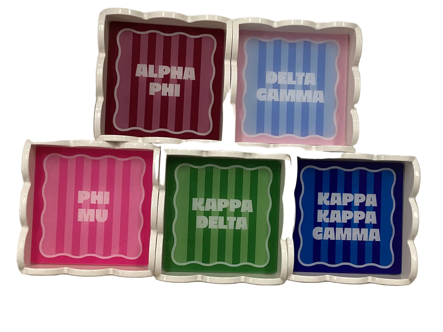 Scalloped Sorority Stripe Trays