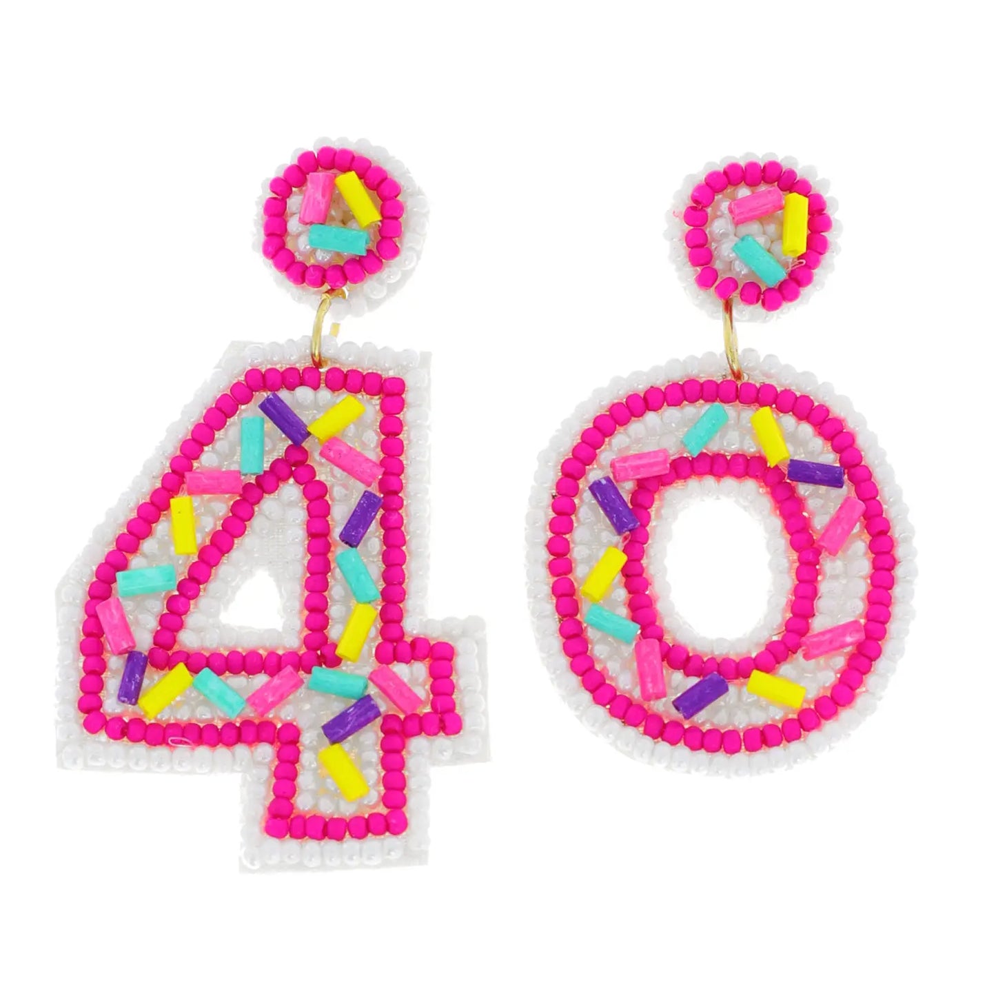 Beaded Number Birthday Earrings (light pink)