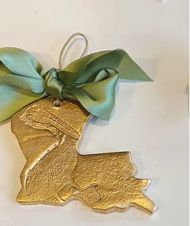 Louisiana Pelican Hand Gilded Christmas Ornament