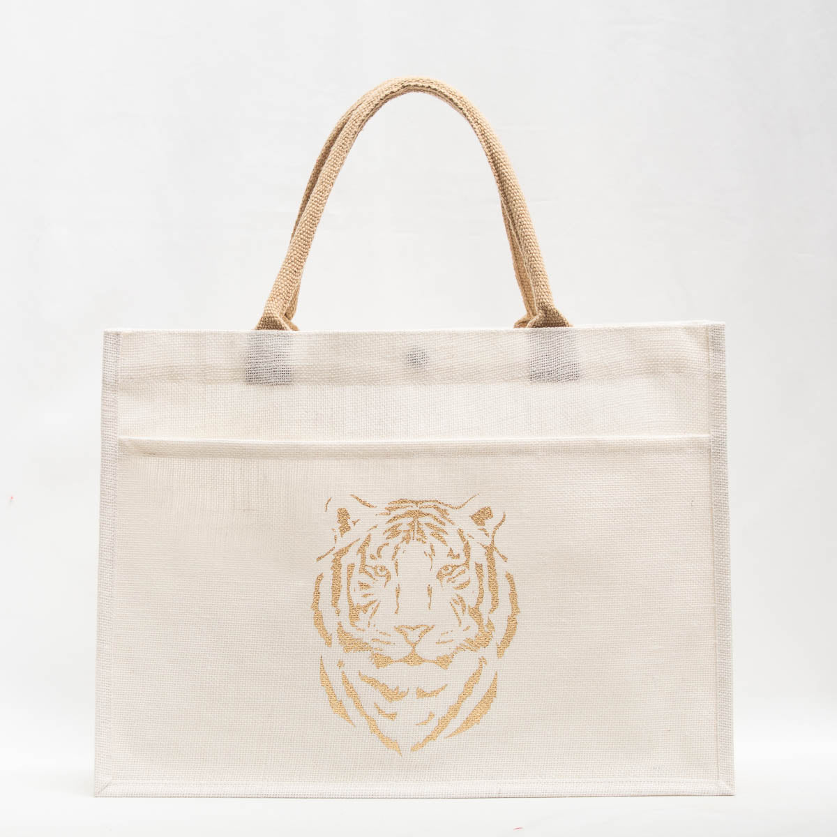 Easy Tiger Jute Pocket Tote White/Gold