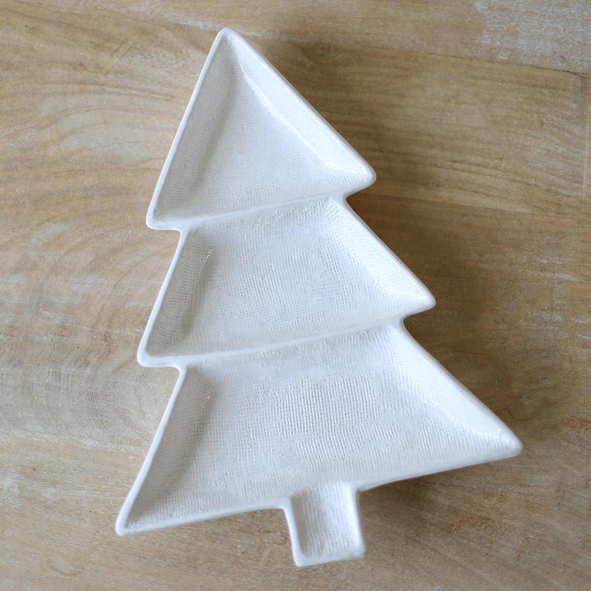 Christmas Tree Divided Dish White
