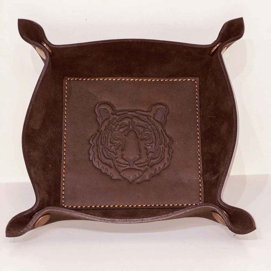 Tiger leather embossed valet tray