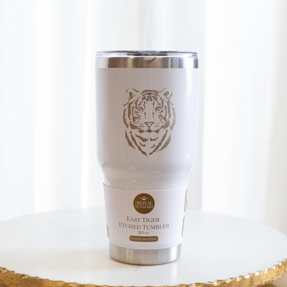 Easy Tiger Etched Tumbler White/Stainless