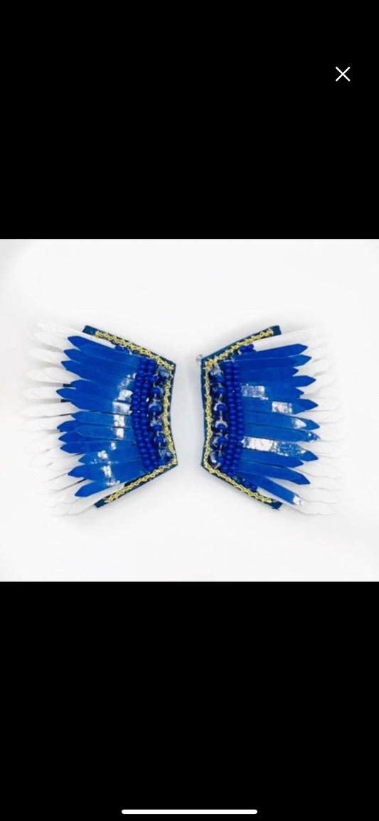 Angel Wing Earrings Blue\White