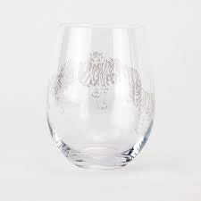 Tiger Wine Glass Clear/Gold  16 oz