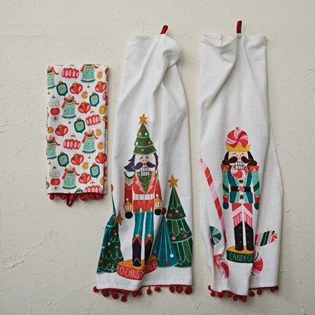 Cotton Printed Tea Towel w/Holiday Pattern/ Images