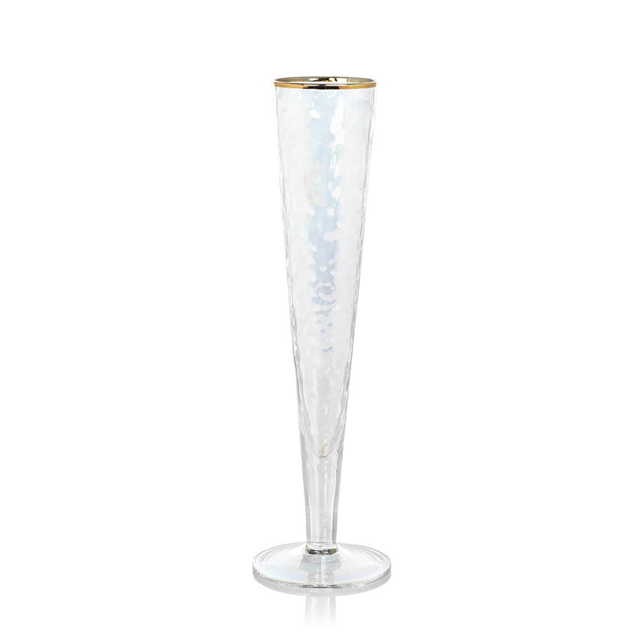 Aperitio Slim Champagne Flute Luster W/ Gold Rim