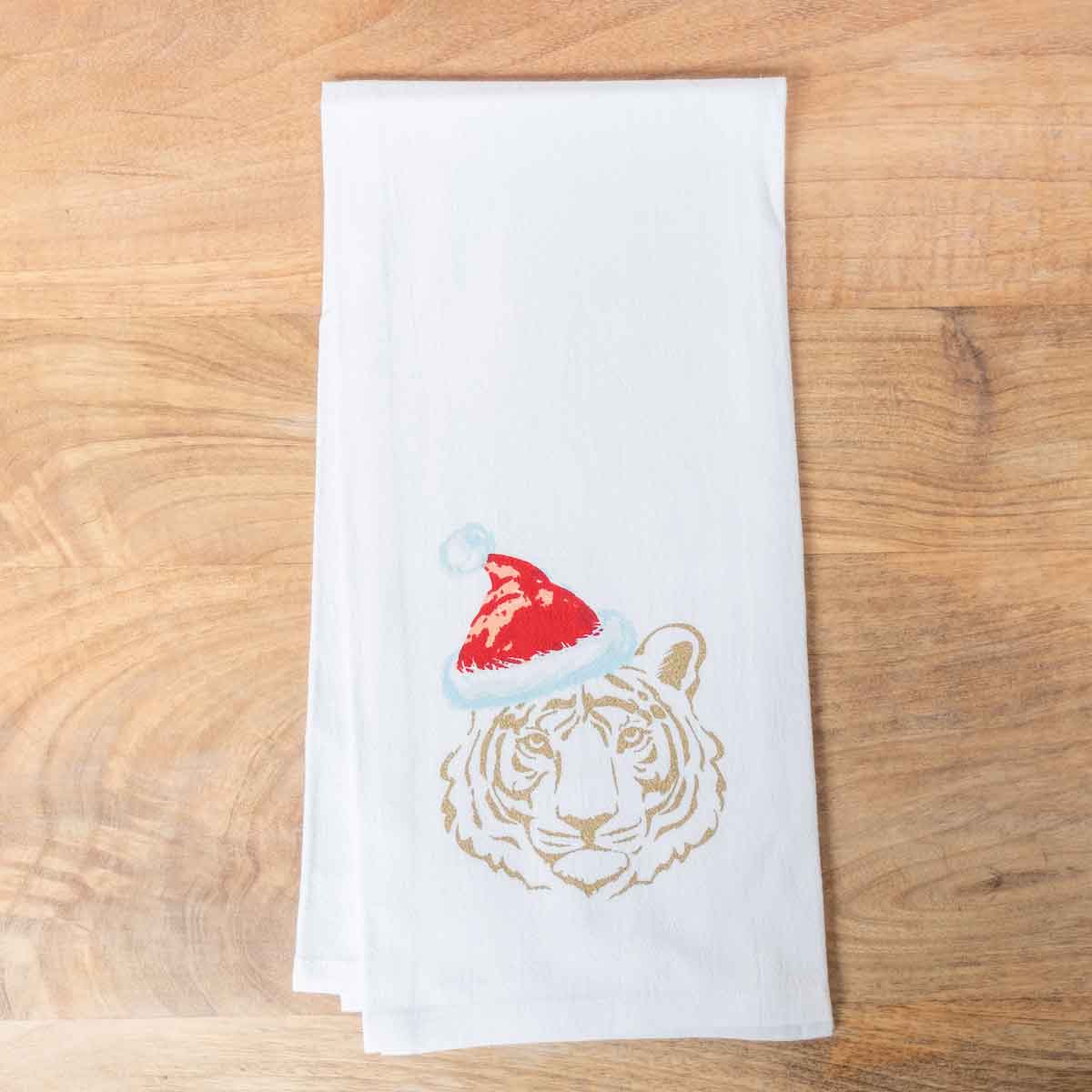 Christmas tiger flour sack hand towel