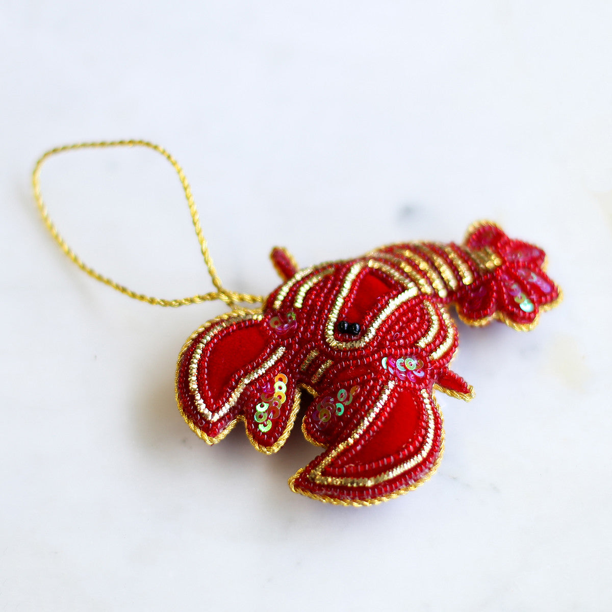 Crawfish Beaded Ornament