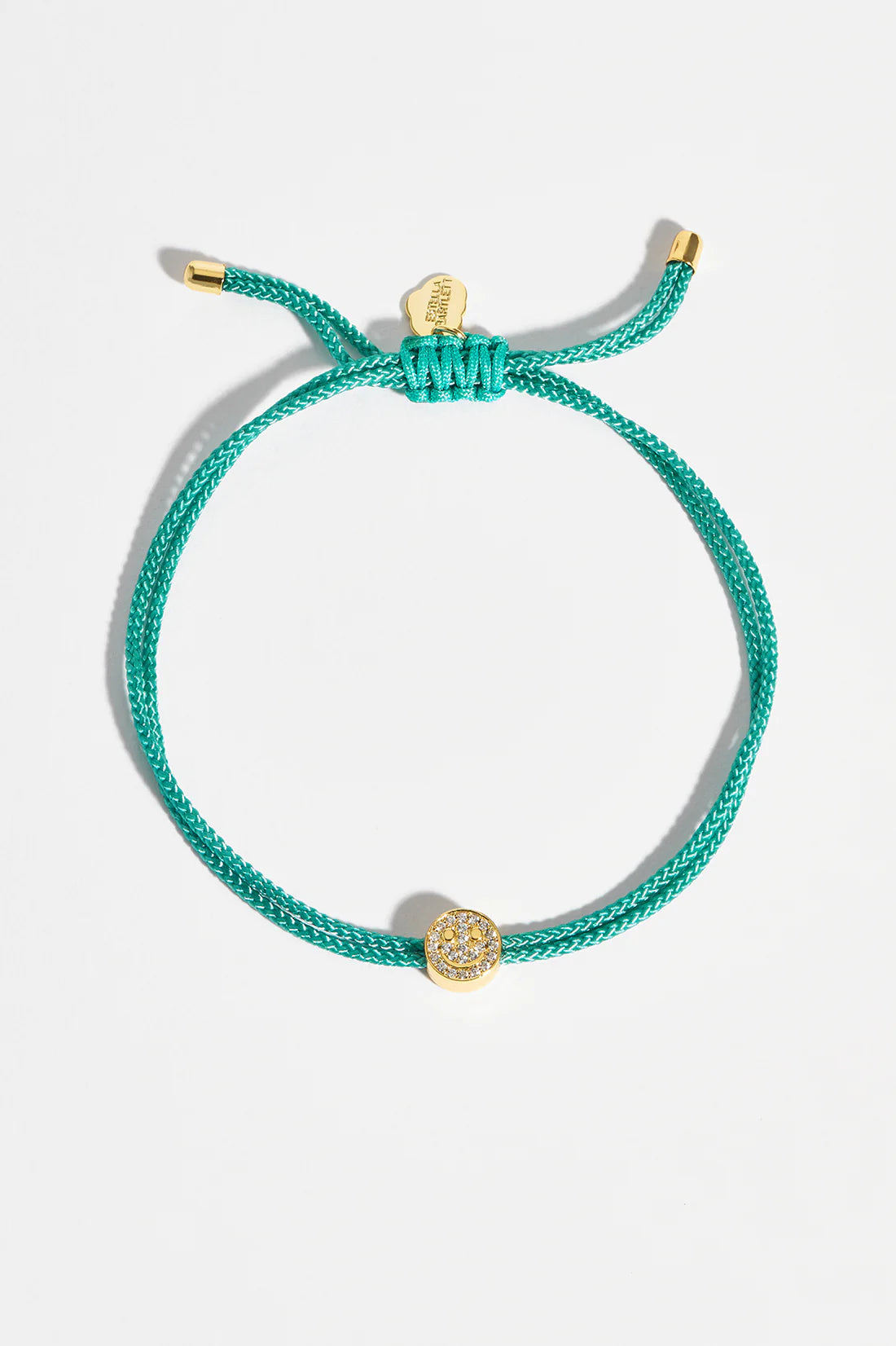 Pave Smiley Cord Teal Bracelet