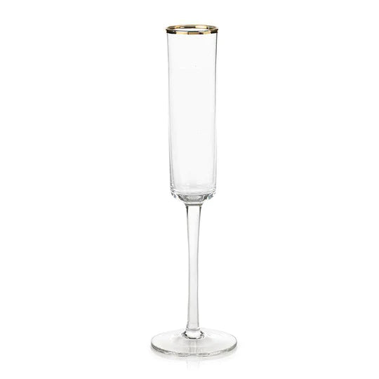 Tall Champagne Flute with Gold Rim