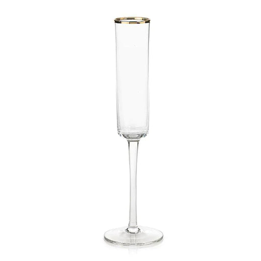 Tall Champagne Flute with Gold Rim