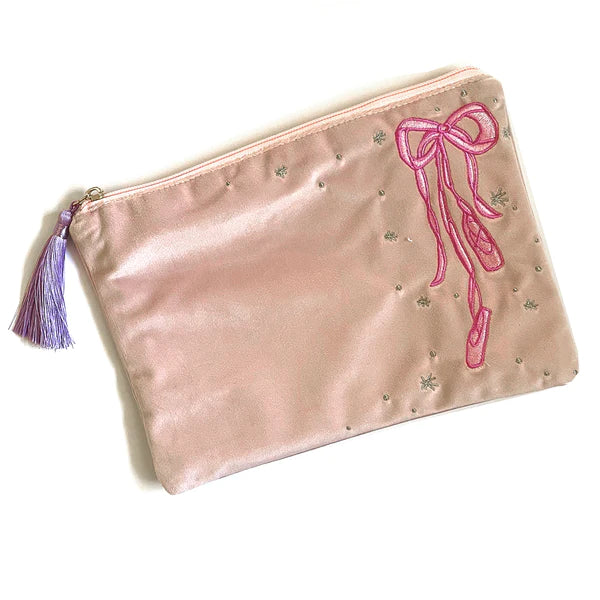 Pink Velvet Ballet Cosmetic Bag with Tassel