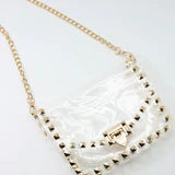Camille Clear Crossbody with Gold Studs