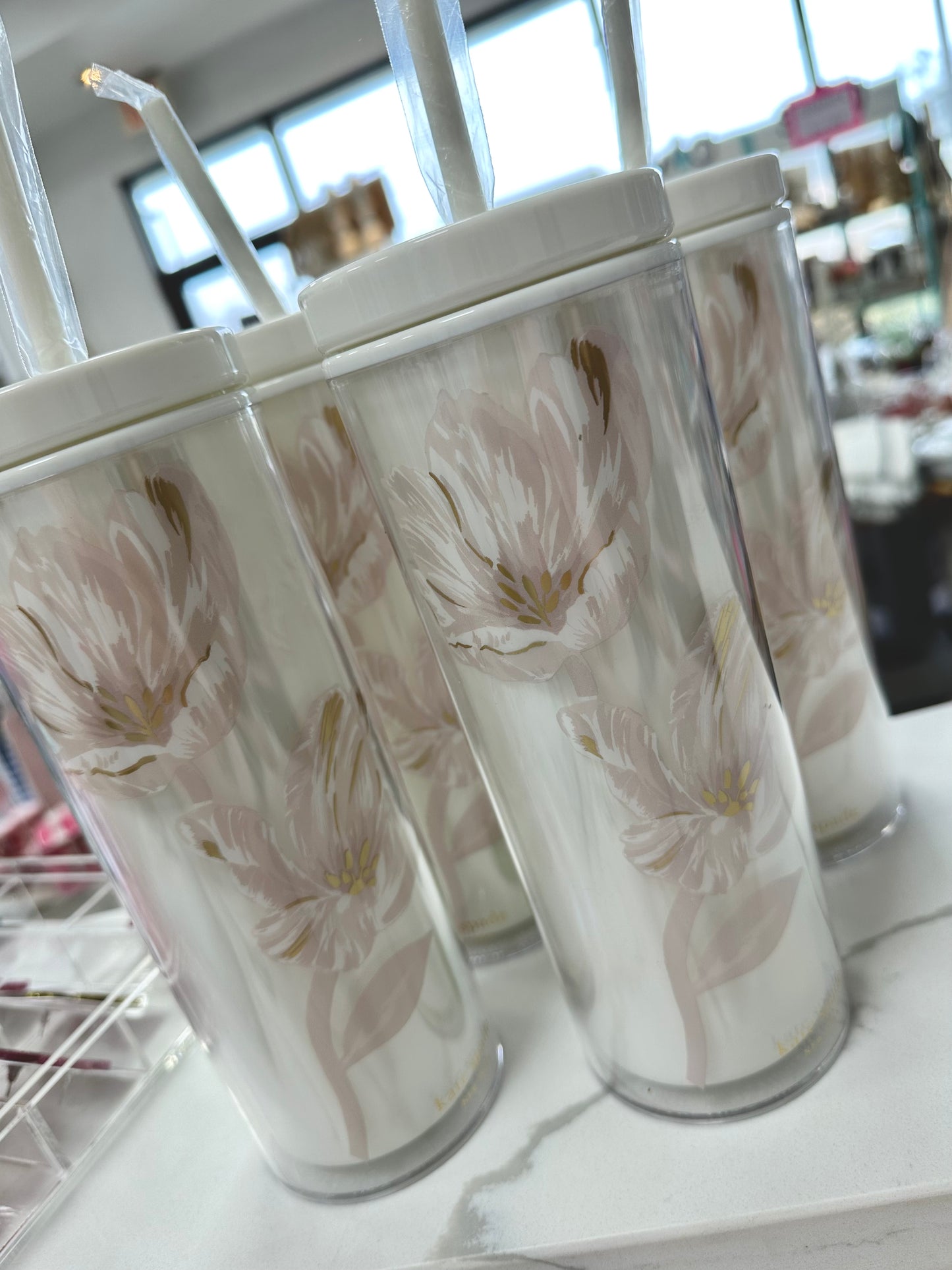 Growing tulips acrylic tumbler