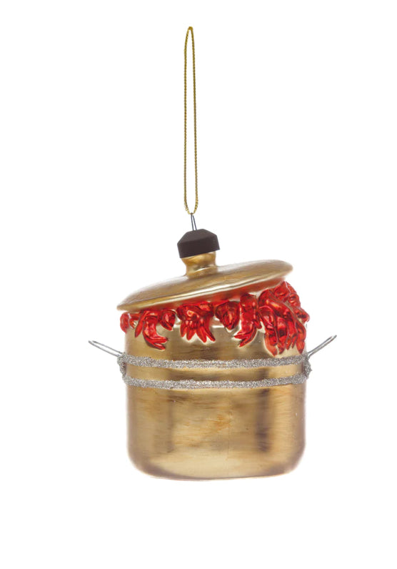 Crawfish Boil Pot Glass Ornament