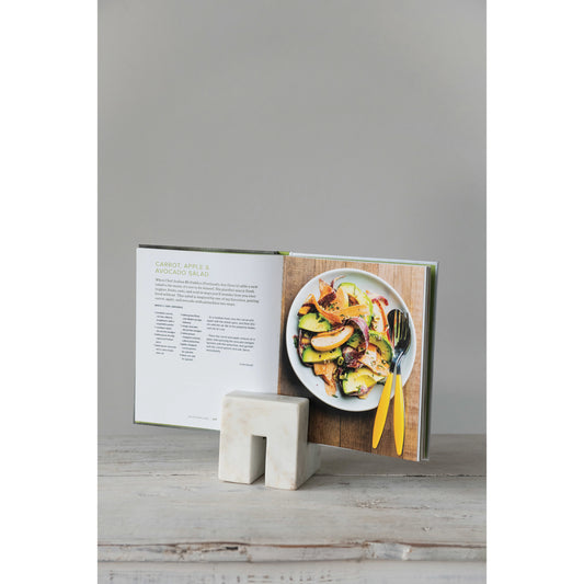 Square Marble White Cookbook Stand