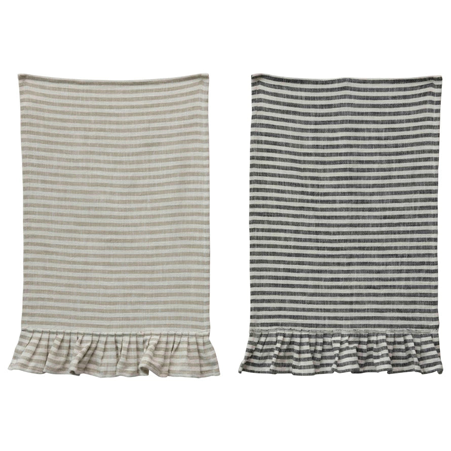 Stripe Tea Towel with Ruffle