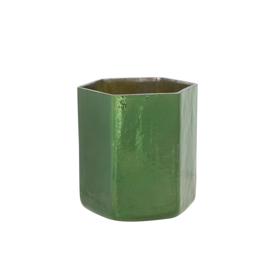 Mercury Glass Tea light Holder, Green