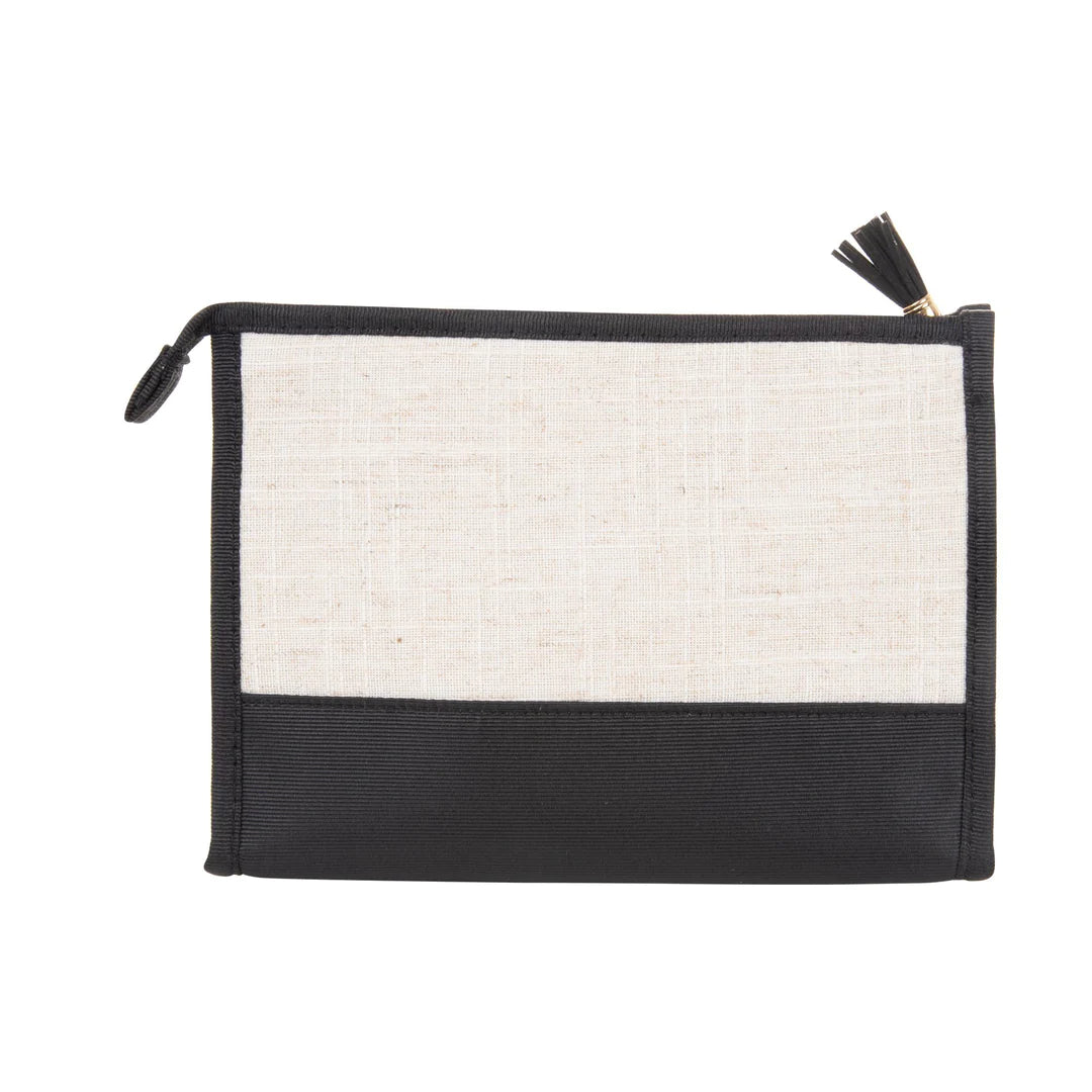 Linen cosmetic pouch