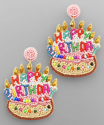 Happy birthday cake earrings