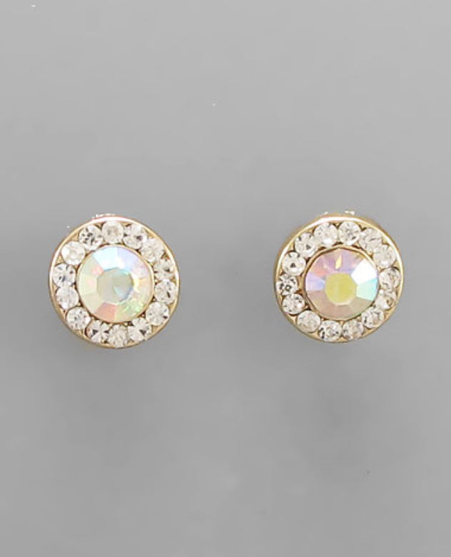 Clear stone/Gold Stud Earrings