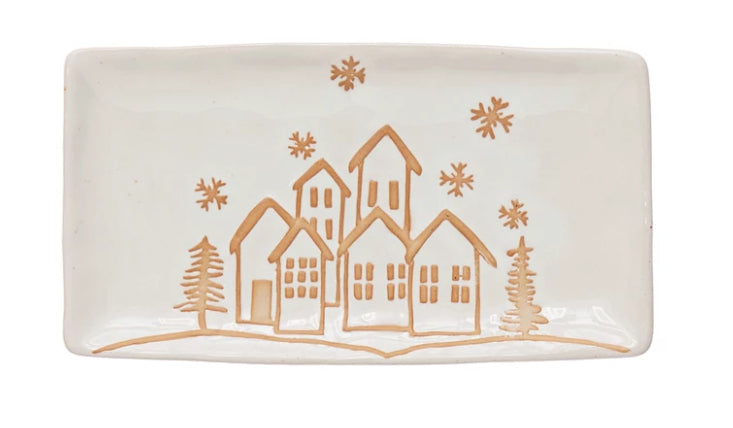 Plate With Winter Town Image