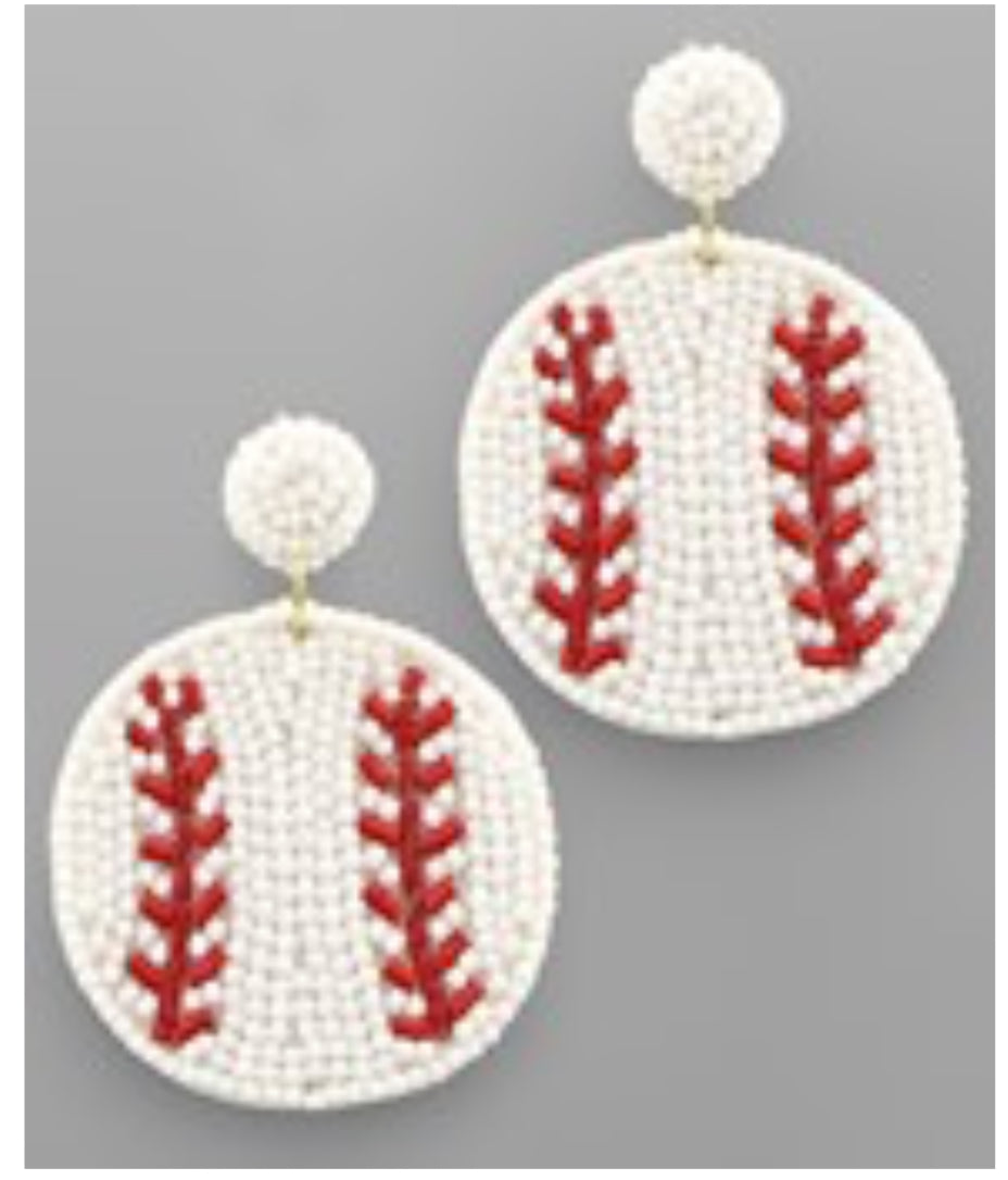 Beaded Baseball Earrings